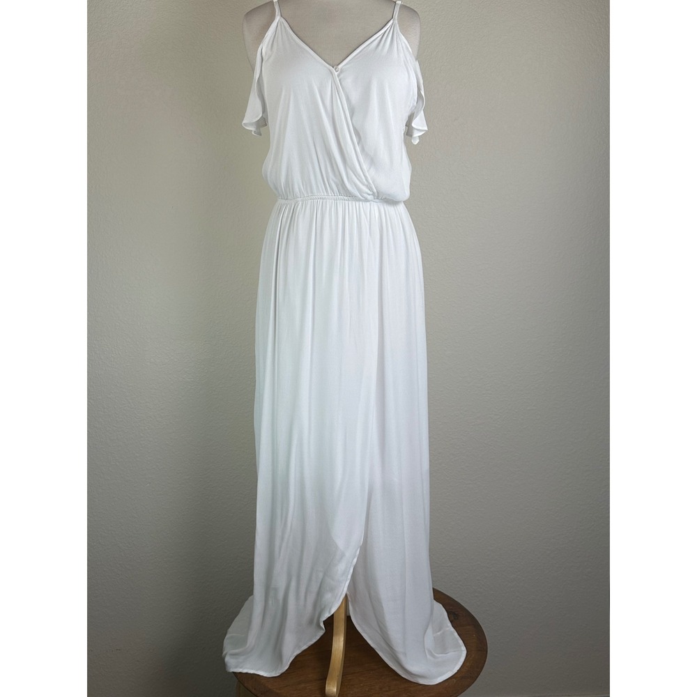 Fraiche by J White Rayon Cold Shoulder Wrap Maxi Dress Small‎ Bridal Resort